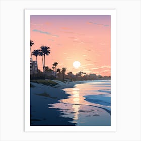 Illustration Of Gulfport Beach Mississippi In Pink Tones 3 Art Print