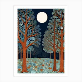 William Morris Moonlight In The Forest 5 Art Print