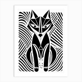 Linocut Fox Illustration 10  Art Print