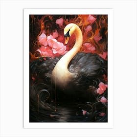 Floral Fantasy Swan Art Print