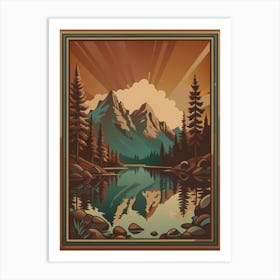 Mountain Landscape Retro Art Print