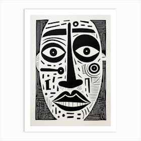 Geometric Linework Face Portrait 3 Art Print