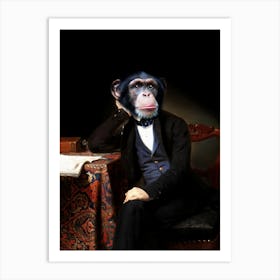 Dreamer Gentleman Beau Chimpansee Pet Portraits Art Print
