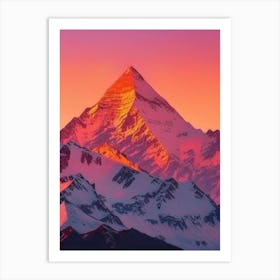 Mount Everest Retro Sunset Art Print