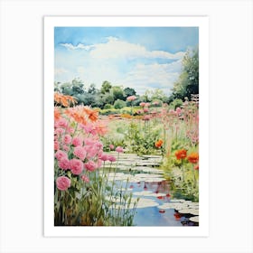 Monets Garden Usa Watercolour 3 Art Print