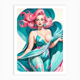 Portrait Of A Curvy Woman Wearing A Sexy Costume (19) Art Print