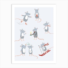 Winter Mice Art Print