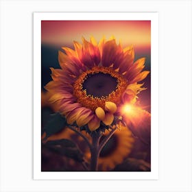 Sunflower At Sunset Art Print