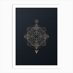 Abstract Geometric Gold Glyph on Dark Teal n.0186 Art Print