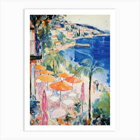 Taormina, Sicily   Italy Beach Club Lido Watercolour 2 Art Print