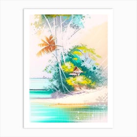 Ile Aux Nattes Madagascar Watercolour Pastel Tropical Destination Art Print