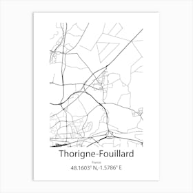 Thorigne Fouillard,France Minimalist Map Art Print