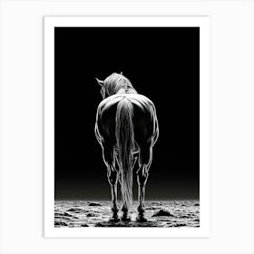 Horse In Black And White Art Print