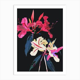 Neon Flowers On Black Bougainvillea 1 Art Print