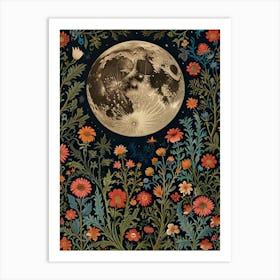 William Morris Moon And Flowers 9 Art Print