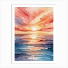 Sunset Watercolor Painting Art Print