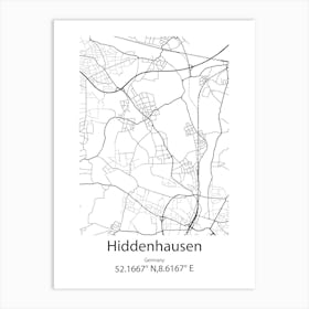 Hiddenhausen,Germany Minimalist Map Art Print