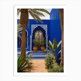 Blue House In Morocco Art Print