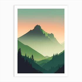 Misty Mountains Vertical Composition In Green Tone 164 Art Print