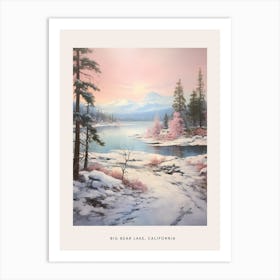 Dreamy Winter Painting Poster Big Bear Lake California Art Print