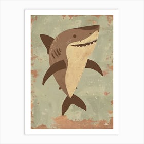 Muted Pastel Storybook Style Shark 2 Art Print