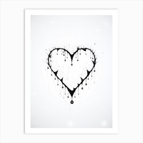 Spiky Dripping Black Heart Minimalist Art Print