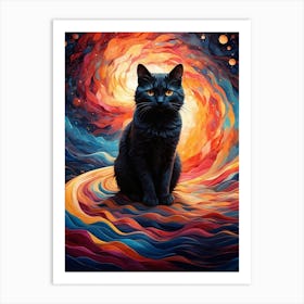 Galaxy Cat Print Art Print