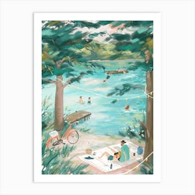 Lakeside Swims Art Print