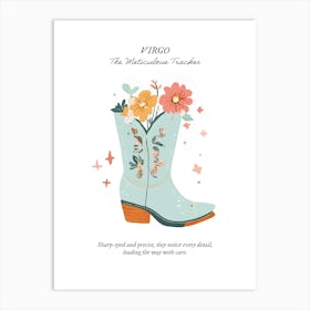 Virgo Cowboy Boots Zodiac Preppy Western Cowgirl Art Print