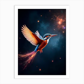 Celestial Flight Of The Kingfisher. Space Art Print