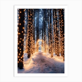 Christmas Lights In The Woods Art Print