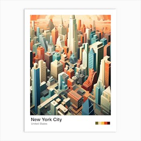 New York City View   Geometric Vector Illustration 1 Poster Art Print