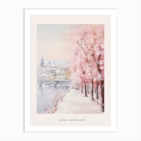 Dreamy Winter Painting Poster Zurich Switzerland 2 Art Print