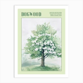 Dogwood Tree Atmospheric Watercolour Painting 4 Poster Art Print