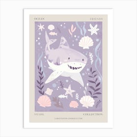 Purple Largetooth Cookiecutter Shark Illustration 3 Poster Art Print