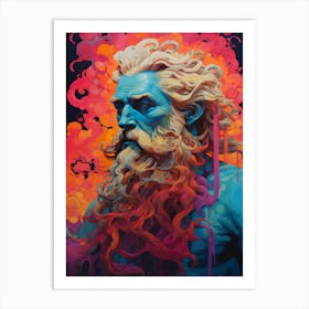  A Silk Screen Portrait Of Poseidon Pre Raphaelite 2 Art Print