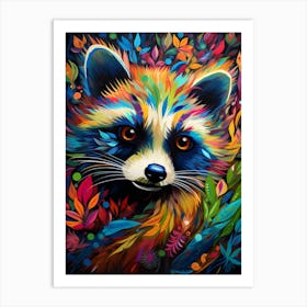 A Barbados Raccoon Vibrant Paint Splash 3 Art Print