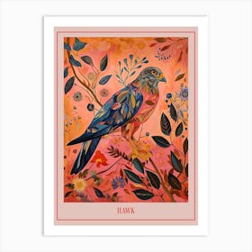 Floral Animal Painting Hawk 1 Poster Art Print
