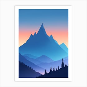 Misty Mountains Vertical Composition In Blue Tone 197 Art Print