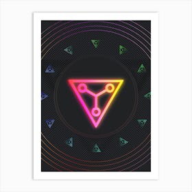 Neon Geometric Glyph in Pink and Yellow Circle Array on Black n.0020 Art Print