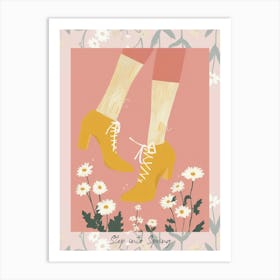 Step Into Spring Yellow And Pink Flower Shoes 1 Art Print