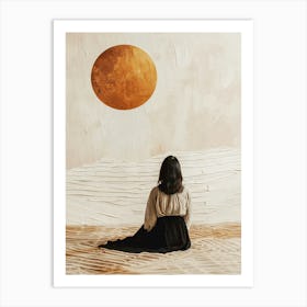 Woman Sitting In The Sand Art Print