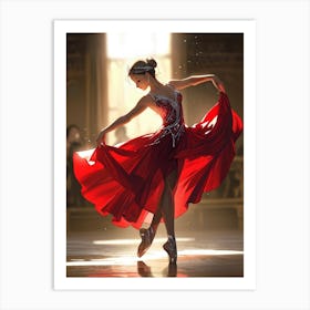 Ballerina In Red Dress Art Print