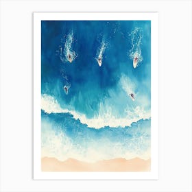 Surfers In The Ocean Art Print