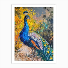 Brushstroke Peacock On The Gravel Path 1 Art Print