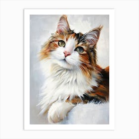 Japanese Bobtail Cat Painting 3 Art Print