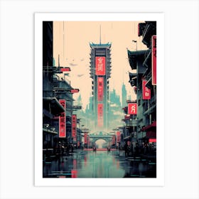 City Of Tokyo|Retrofuturism 1 Art Print