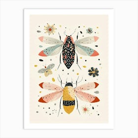 Colourful Insect Illustration Fly 12 Art Print