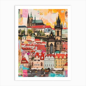 Prague   Retro Collage Style 3 Art Print