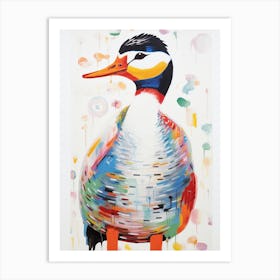 Colourful Bird Painting Grebe 4 Art Print